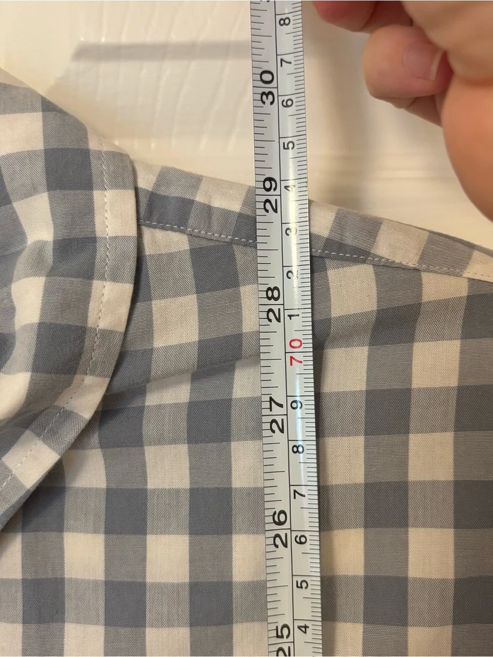 J. Crew Men's Blue and White Gingham Button-Down Shirt